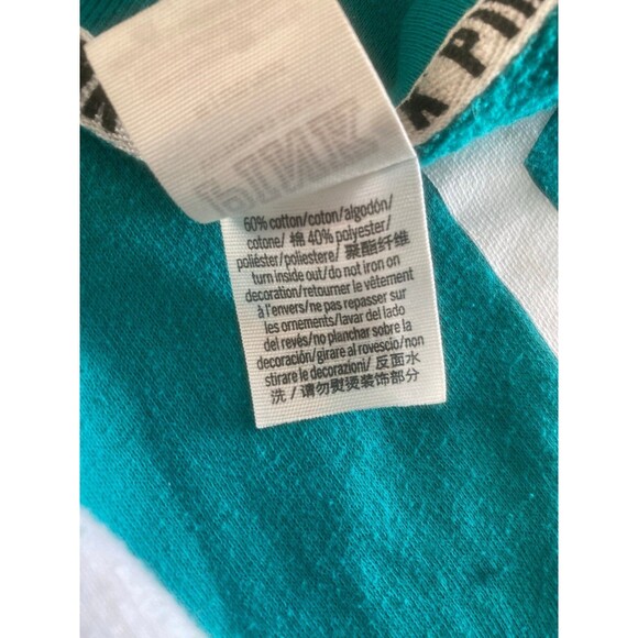 PINK Victoria’s Secret logo crew neck teal green sweatshirt medium long sleeve - Picture 5 of 11